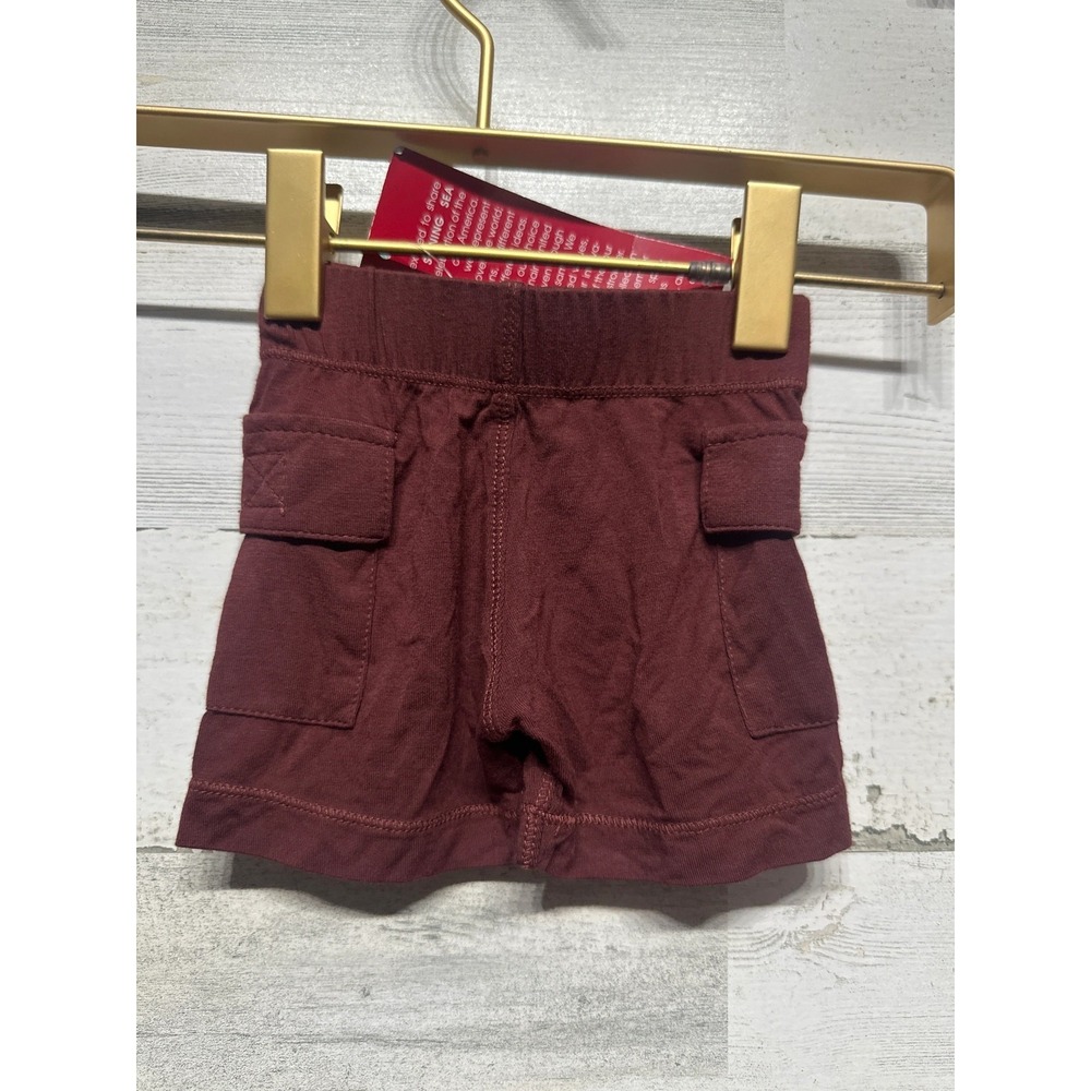 KicKee Pants Cargo Shorts Boys 12-18m Burgundy Bamboo Viscose NWT